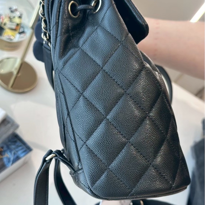 CHANEL 黑色薩爾茲堡雙肩包 全配-2