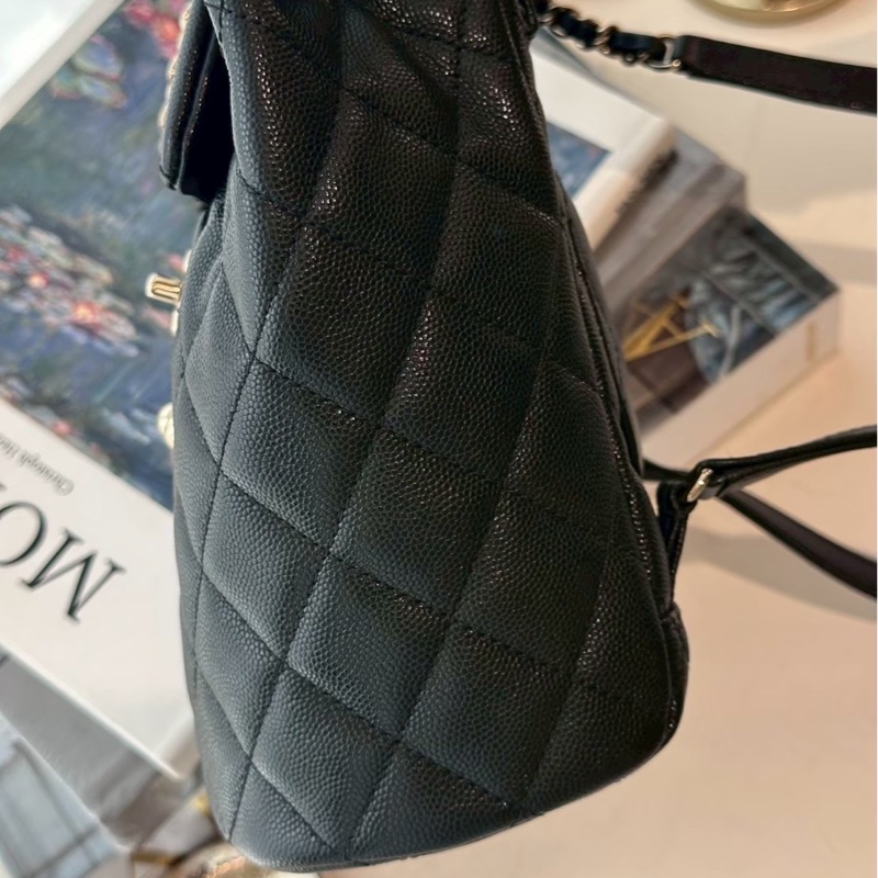 CHANEL 黑色薩爾茲堡雙肩包 全配-3