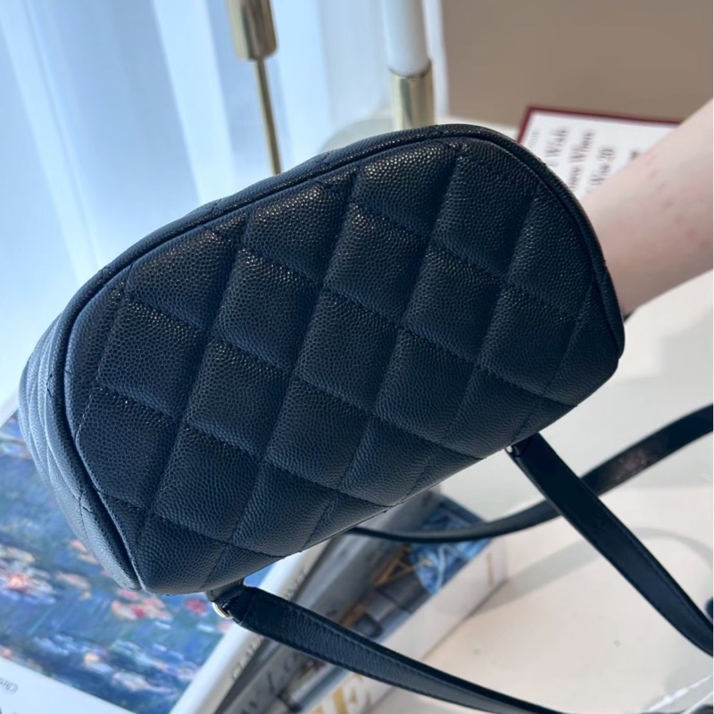 CHANEL 黑色薩爾茲堡雙肩包 全配-4