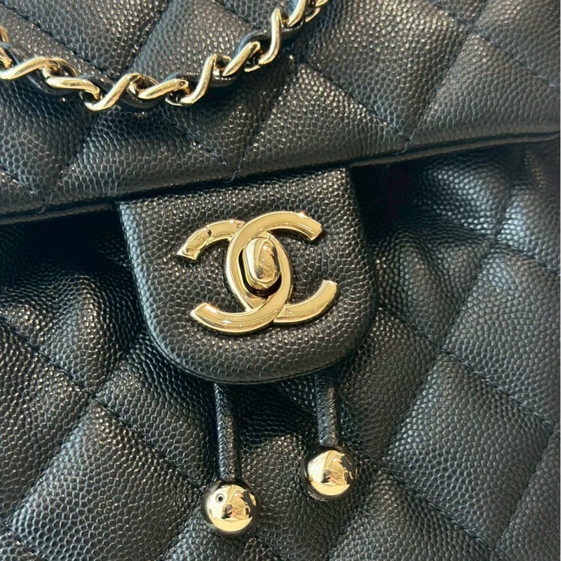 CHANEL 黑色薩爾茲堡雙肩包 全配-5