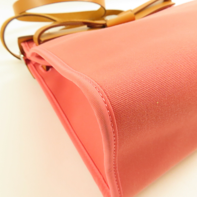 HERMES 帆布Herbag PM銀扣手挽肩背兩用袋Rose Azalee-9