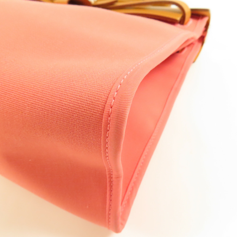 HERMES 帆布Herbag PM銀扣手挽肩背兩用袋Rose Azalee-10