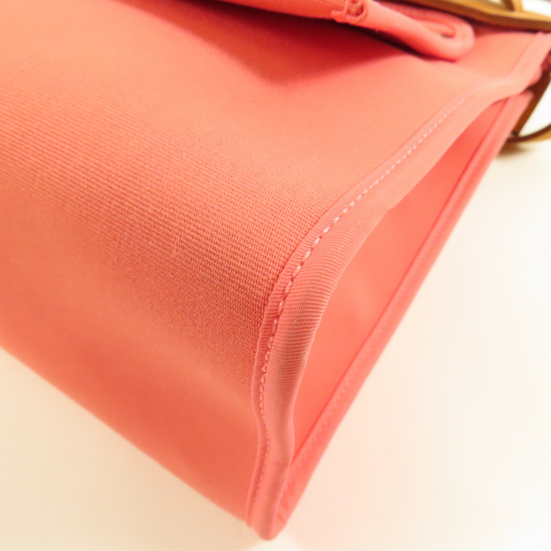 HERMES 帆布Herbag PM銀扣手挽肩背兩用袋Rose Azalee-12
