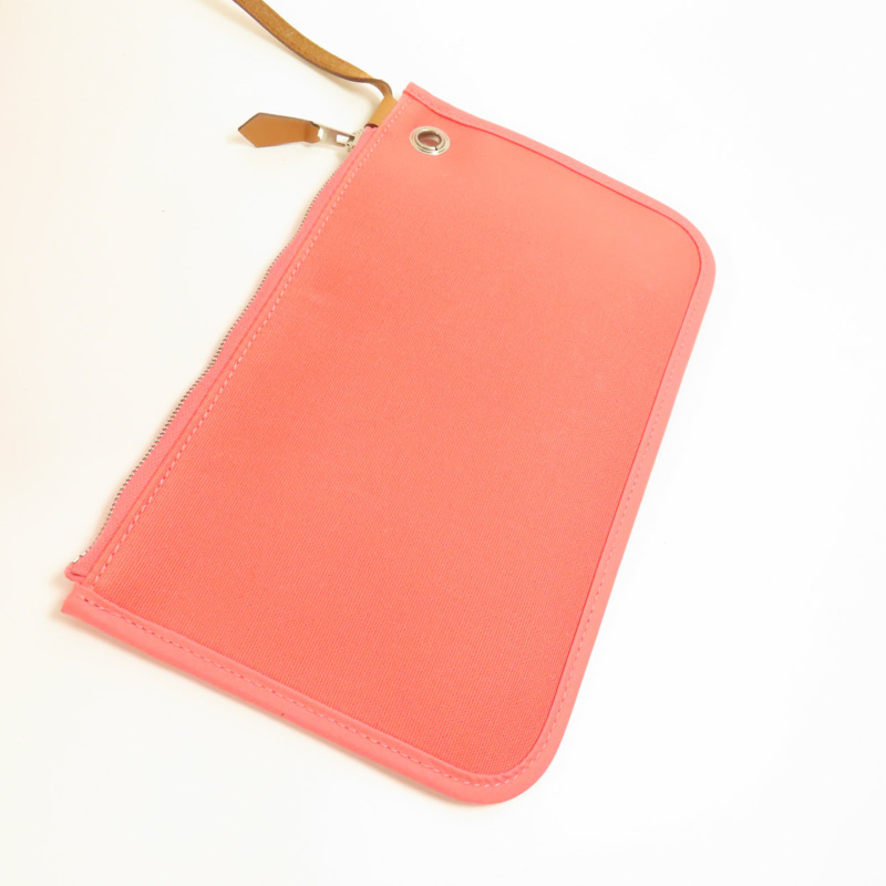 HERMES 帆布Herbag PM銀扣手挽肩背兩用袋Rose Azalee-13