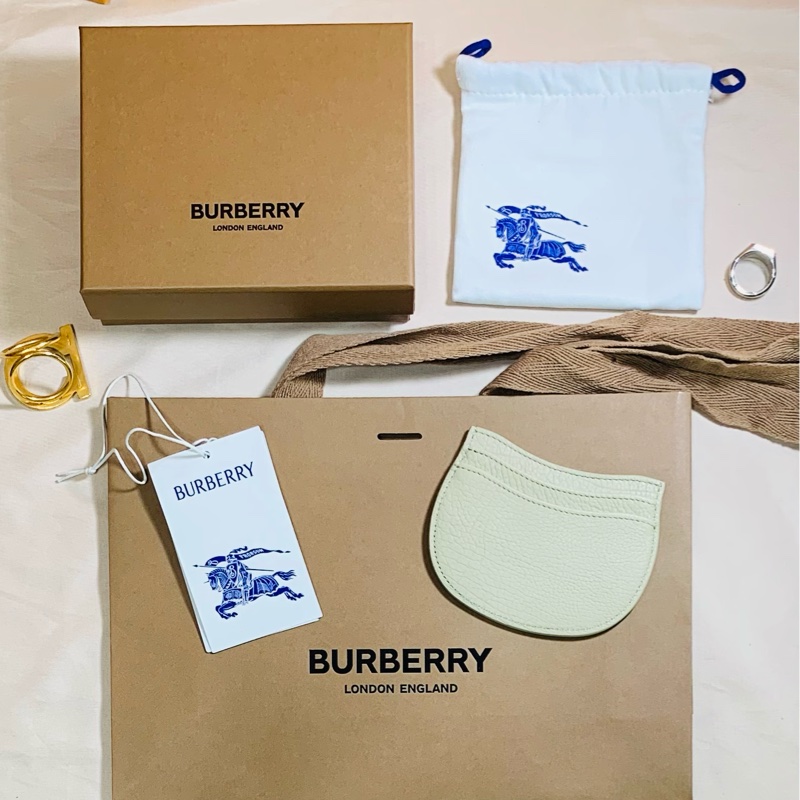 🎁全新盒裝 Burberry 巴寶莉2024新款 戰馬馬鞍奶灰名片夾 卡夾-1