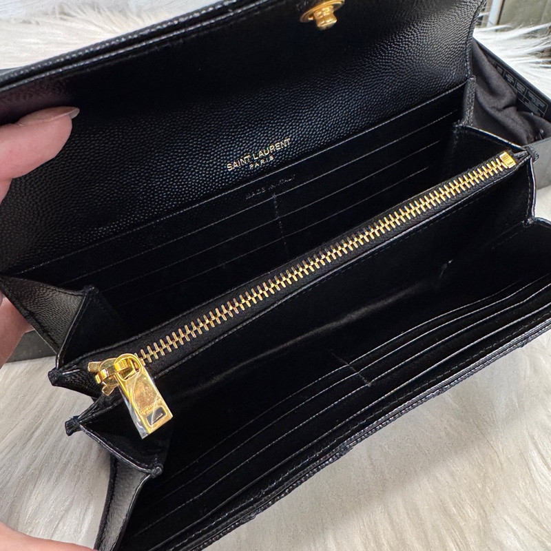 YSL 黑金魚子醬信封長夾 全新閒置-6