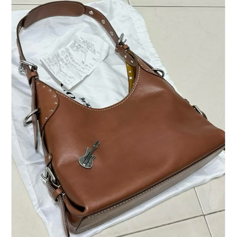 COACH CT722 Cargo Shoulder bag 單肩包 棕色真皮肩背包腋下包側背包-0