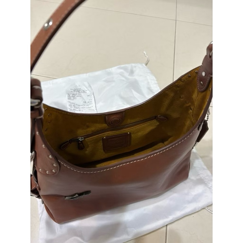 COACH CT722 Cargo Shoulder bag 單肩包 棕色真皮肩背包腋下包側背包-4