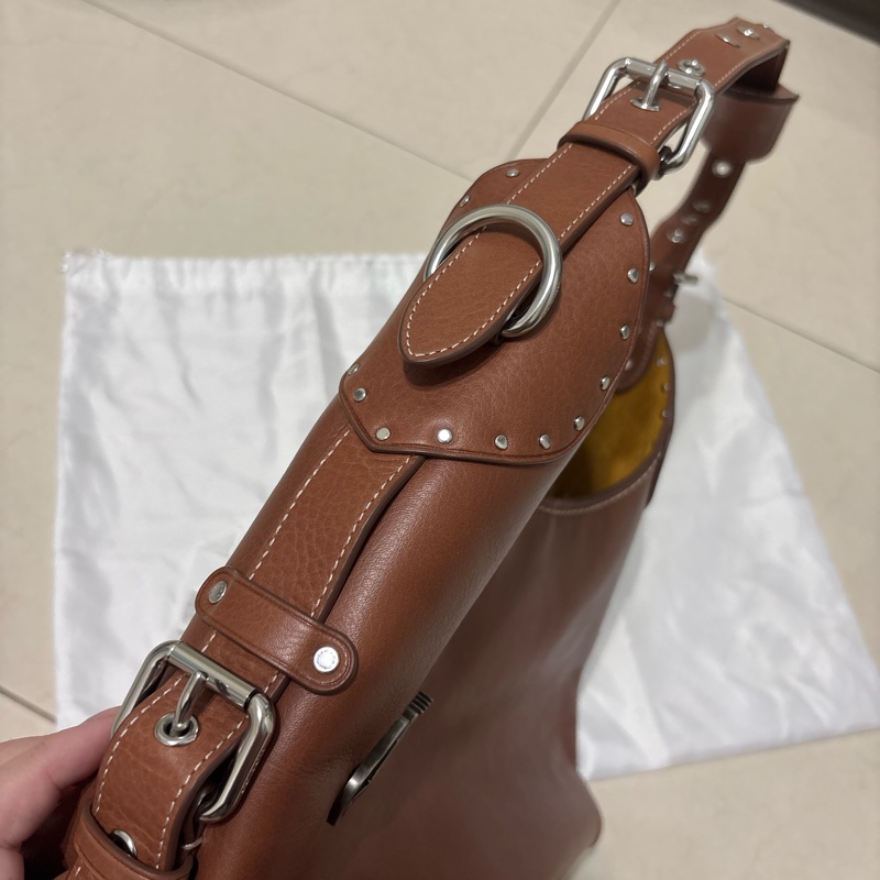 COACH CT722 Cargo Shoulder bag 單肩包 棕色真皮肩背包腋下包側背包-9