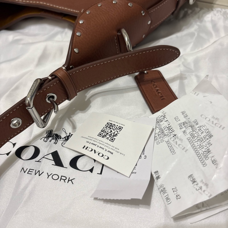 COACH CT722 Cargo Shoulder bag 單肩包 棕色真皮肩背包腋下包側背包-10