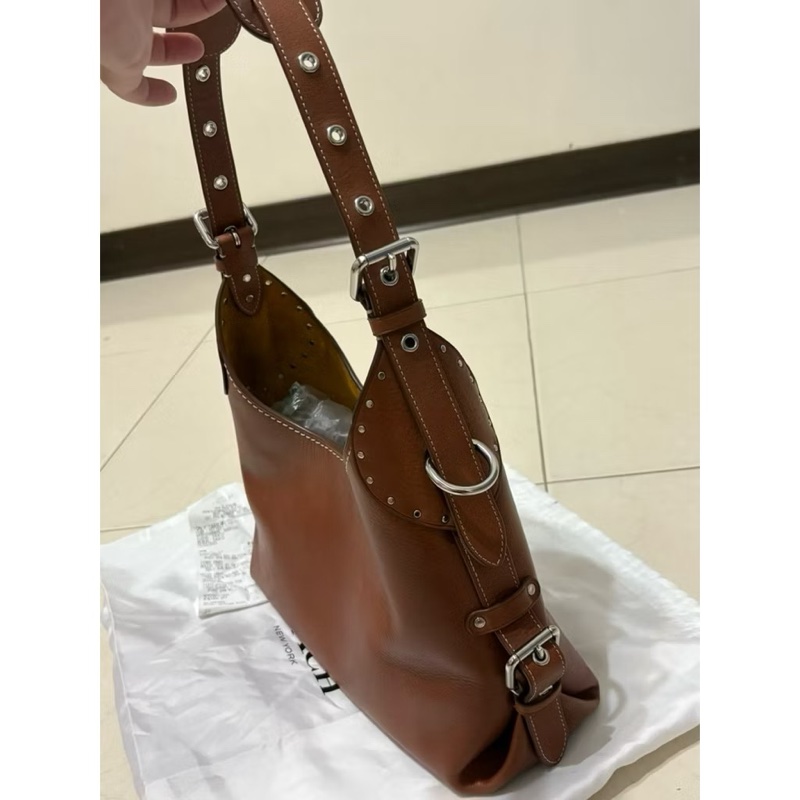 COACH CT722 Cargo Shoulder bag 單肩包 棕色真皮肩背包腋下包側背包-11
