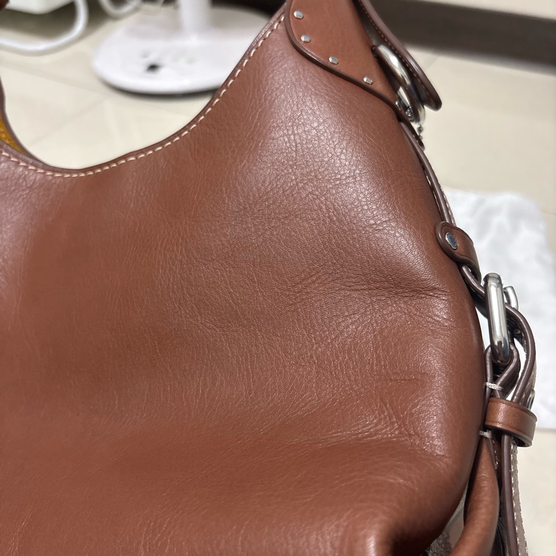 COACH CT722 Cargo Shoulder bag 單肩包 棕色真皮肩背包腋下包側背包-13