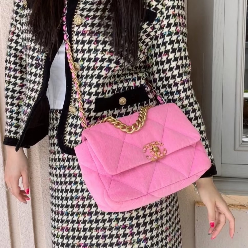 99新全配❤️ #香奈兒 #粉色 #牛仔 #19bag #小號-1