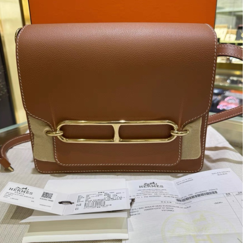 爱马仕 Roulis 23 猪鼻子 金棕 金扣 Y刻 2021年票（25093029）-0