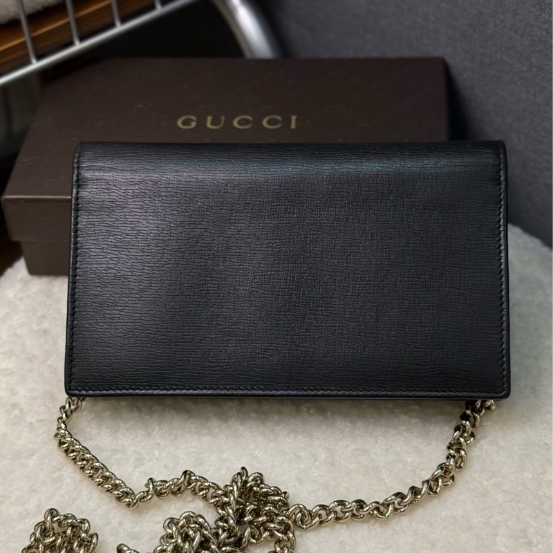 gucci黑色荔枝紋金屬鏈條Woc-2