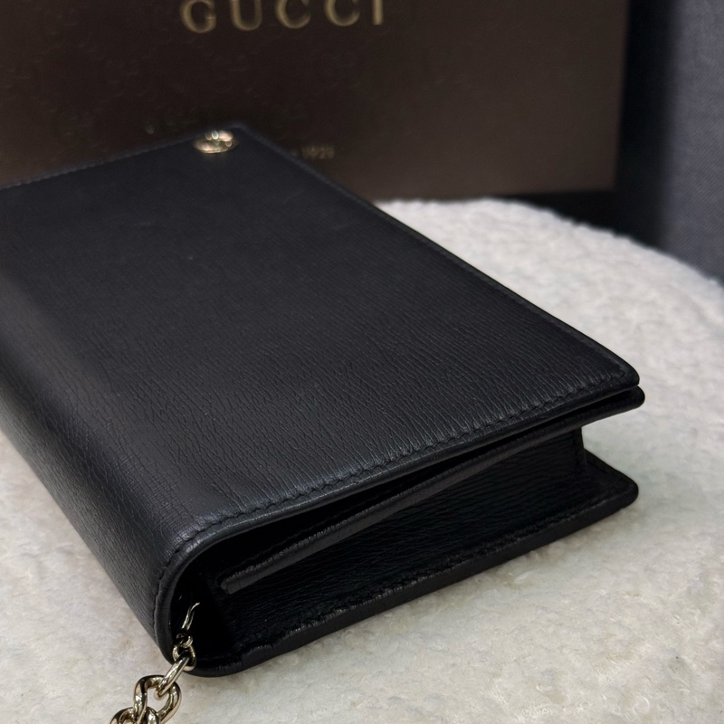 gucci黑色荔枝紋金屬鏈條Woc-3