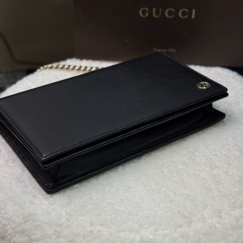 gucci黑色荔枝紋金屬鏈條Woc-4