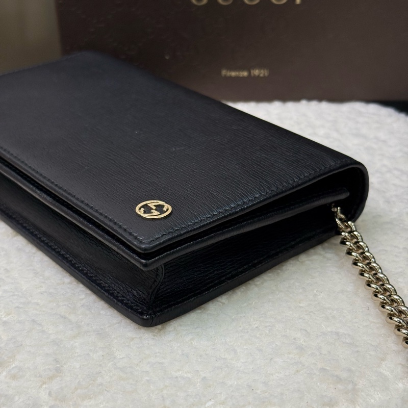 gucci黑色荔枝紋金屬鏈條Woc-5