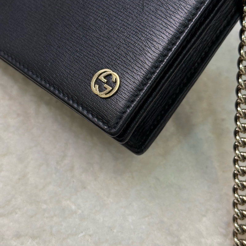 gucci黑色荔枝紋金屬鏈條Woc-7