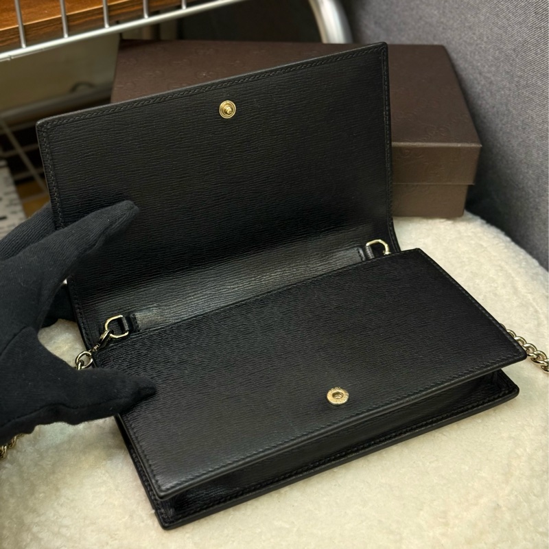 gucci黑色荔枝紋金屬鏈條Woc-13