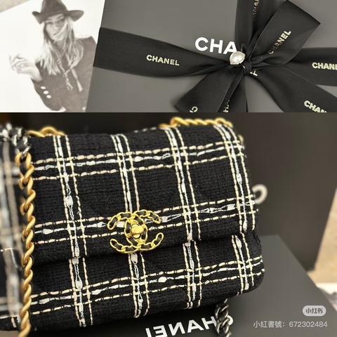 閒置全配芯片款🌟#chanel #黑金 #毛呢 #19bag #小號