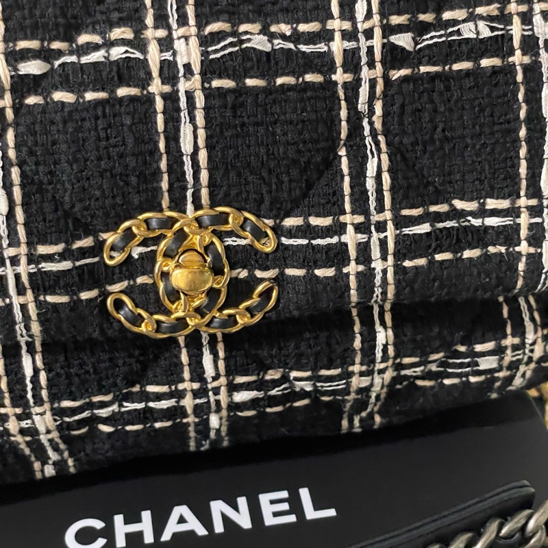 閒置全配芯片款🌟#chanel #黑金 #毛呢 #19bag #小號-4