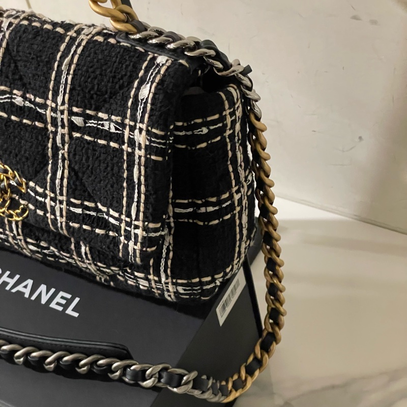 閒置全配芯片款🌟#chanel #黑金 #毛呢 #19bag #小號-5