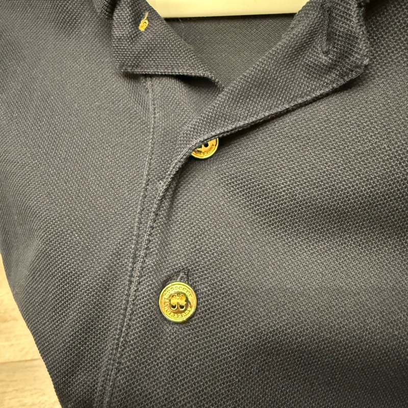 跳樓大拍賣✨BURBERRY男款金色戰馬小標黑藍色polo衫-6