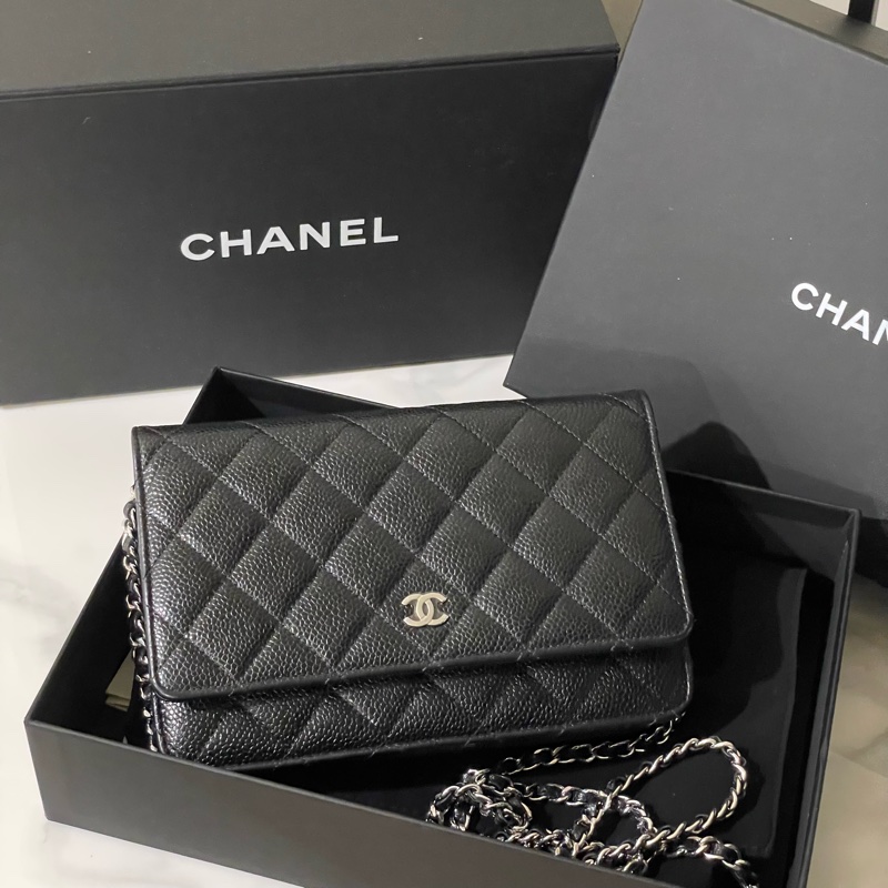 全配❤️ 香奈兒 #黑銀 #荔枝皮 #woc #chanel-0