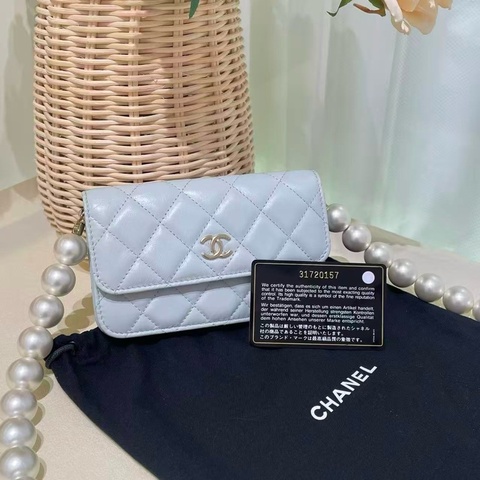 CHANEL香奈兒mini珍珠鏈條woc小包包
