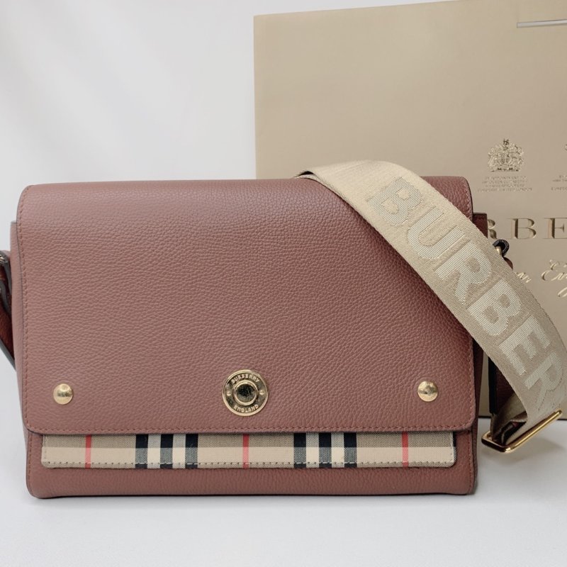 BURBERRY Vintage格紋拼皮革斜背包-0