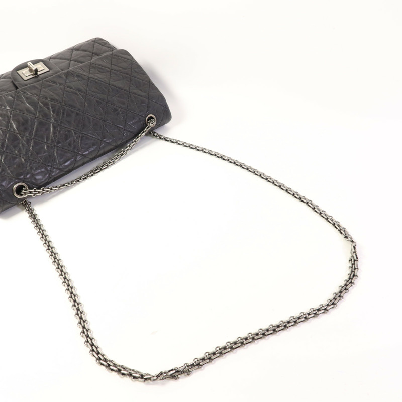 CHANEL 牛皮皮革2.55 Jumbo銀扣鏈帶肩背袋-4