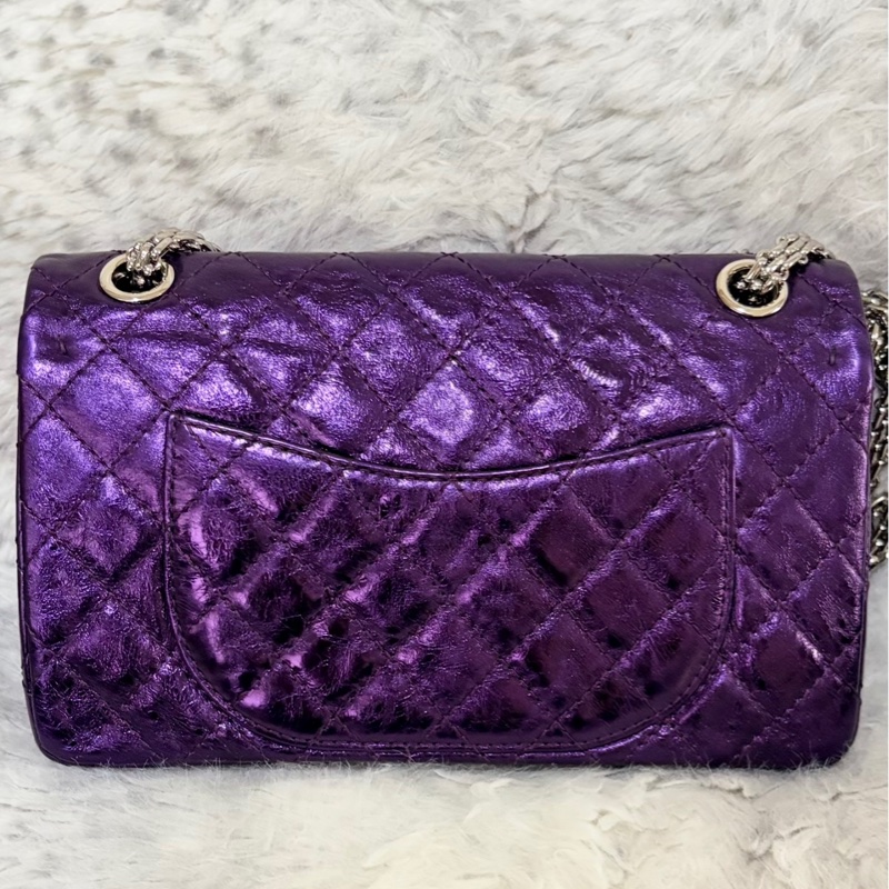 CHANEL 香奈兒金屬紫牛皮菱格紋2.55單肩/斜背包-1