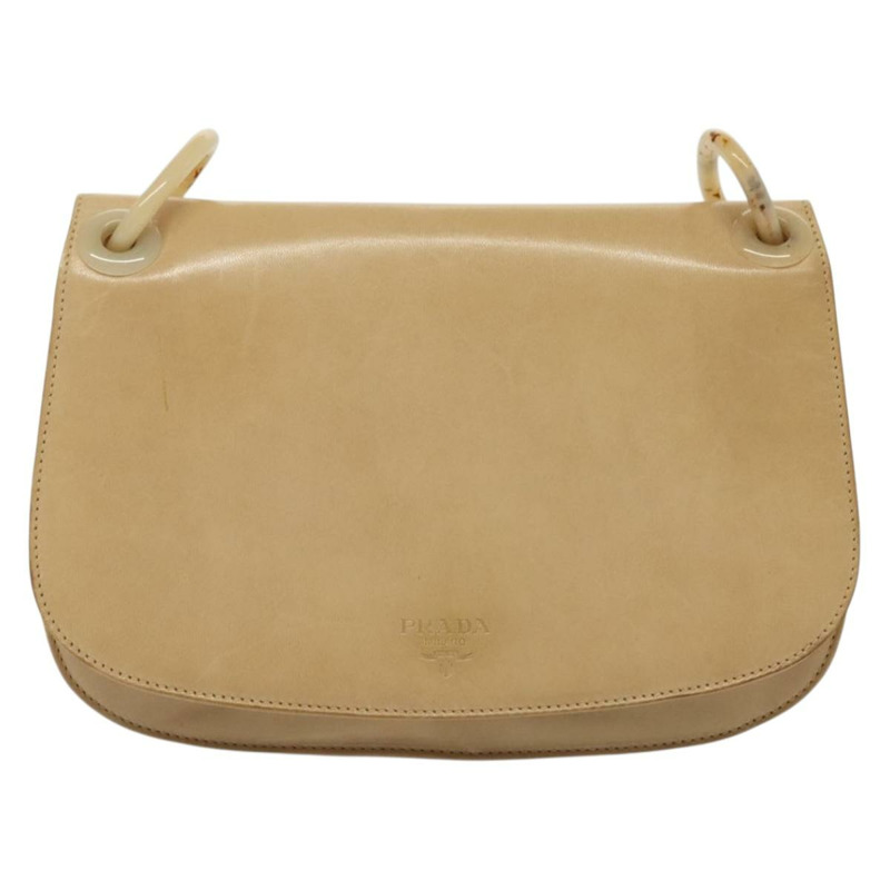 【日本直送】PRADA 鏈條單肩包 皮革 米色 正品 141913-12