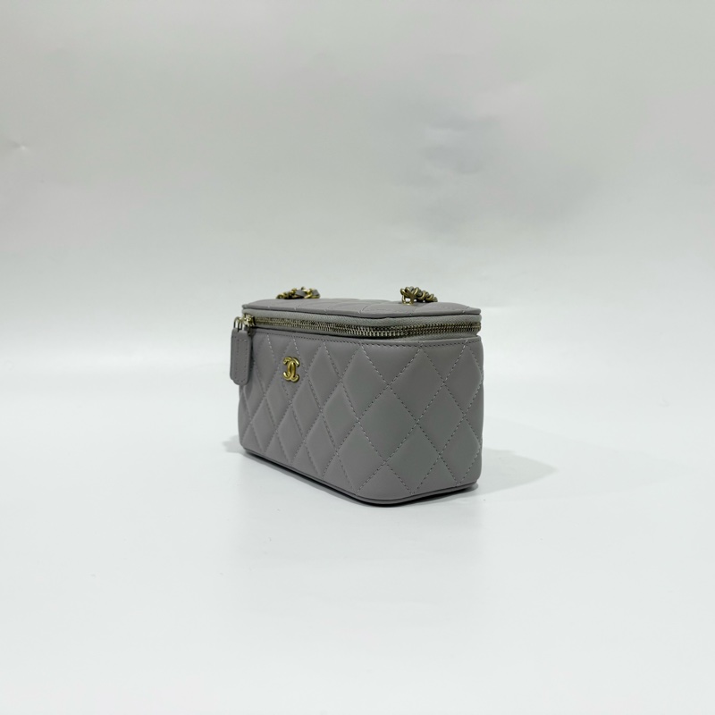 CHANEL灰色羊皮金球調節扣長盒子AP2303-2