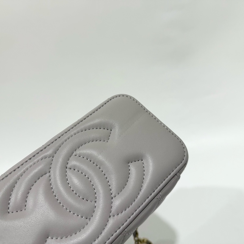 CHANEL灰色羊皮金球調節扣長盒子AP2303-15