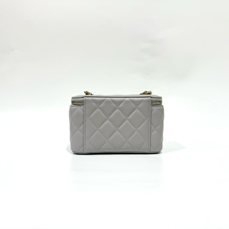 CHANEL灰色羊皮金球調節扣長盒子AP2303-1