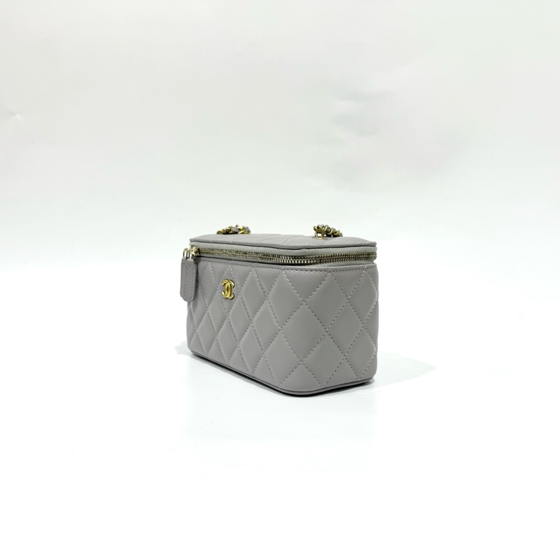CHANEL灰色羊皮金球調節扣長盒子AP2303-2