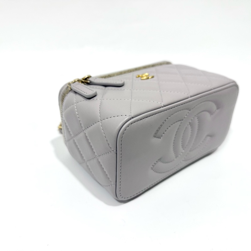 CHANEL灰色羊皮金球調節扣長盒子AP2303-13