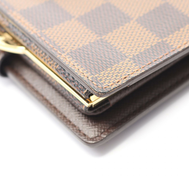LOUIS VUITTON Portefeuille Viennois 雙折皮夾 N61674 Damier 帆布 Ebene LV-7
