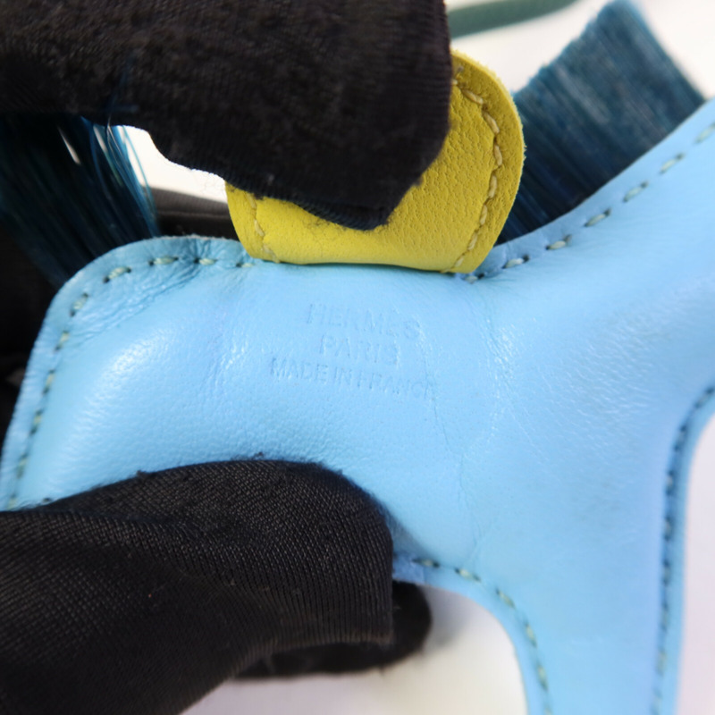 HERMES Milo皮革Rodeo PM掛飾Blue/Green/Yellow-4
