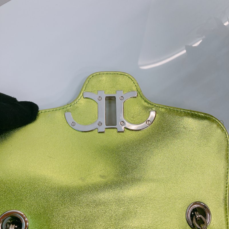 MS0336 菲拉格慕 翻蓋 青檸色 走線 Ferragamo Gancini Flap Lime x PHW-8