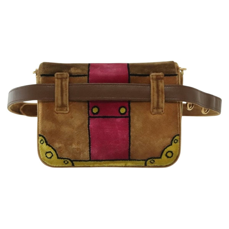【日本直送】PRADA 鏈條 Kaye 單肩包 Velor 米色金色 正品 141360-1