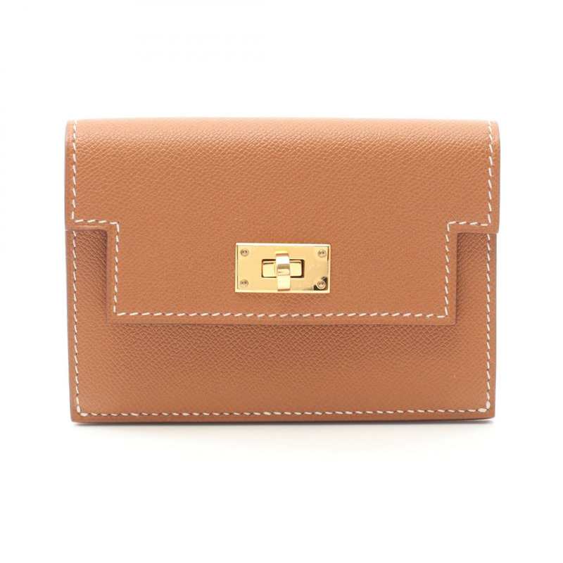 HERMES Kelly Pocket Slim 零皮夾 W 女士皮革 GHW 金色二手-0