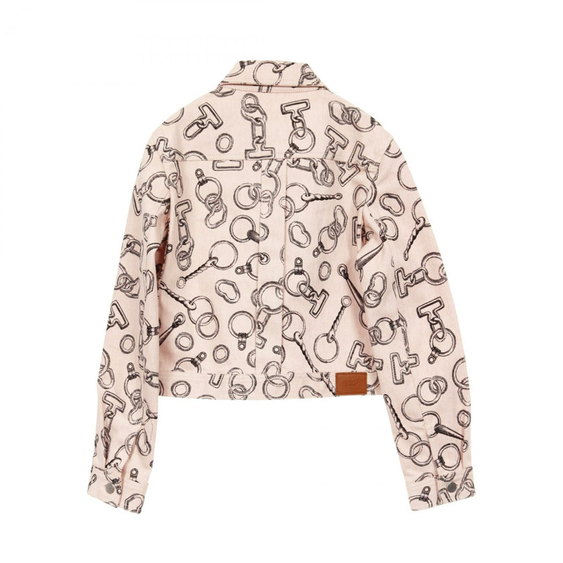 HERMES Effet Kaleidoscope Finesse 牛仔外套 #36 4H0253DD 棉質 粉紅 黑色-1