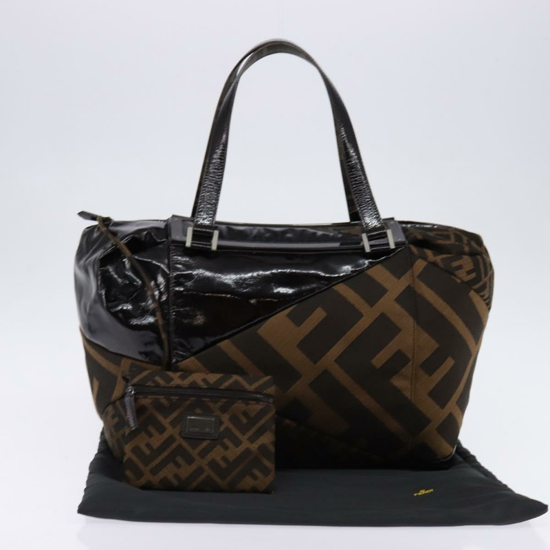 【日本直送】FENDI Zucca 帆布波士頓包黑棕色正品 142295-11