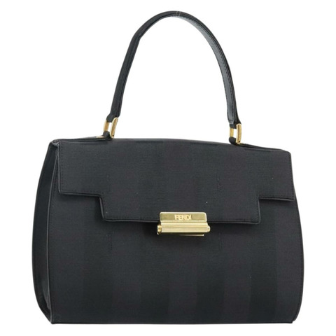 FENDI 山胡桃帆布手提包 黑金色 正品 BA6083