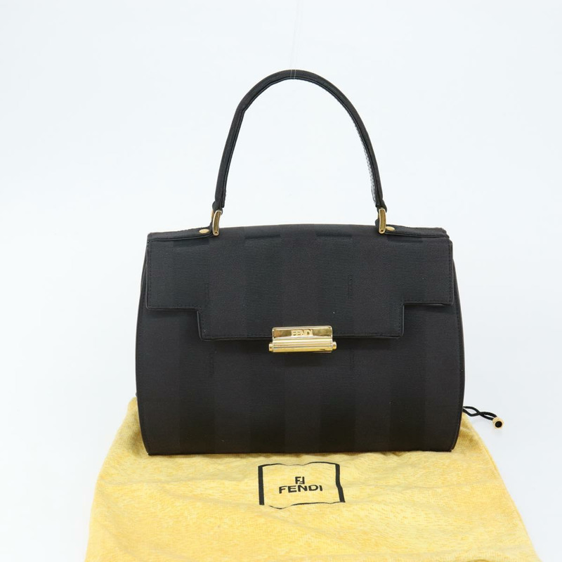 【日本直送】FENDI 山胡桃帆布手提包 黑金色 正品 BA6083-11