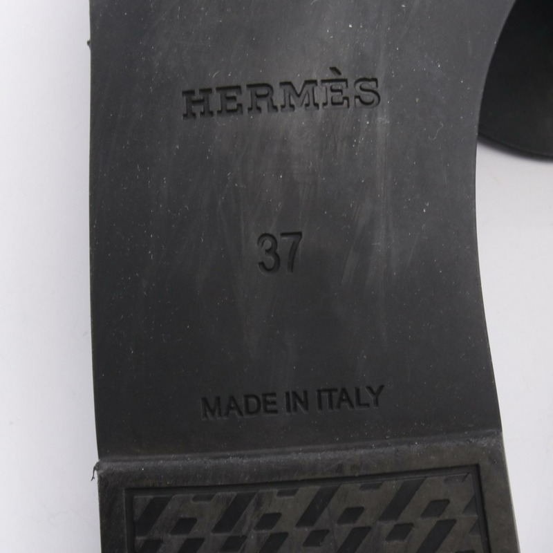 HERMES Aloha Chaine d'Ancre 涼鞋 #37 橡膠黑色二手女士-5