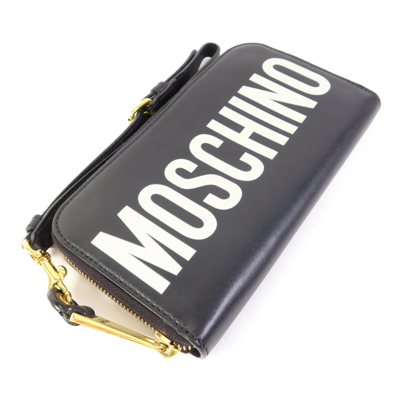 MOSCHINO 牛皮皮革Zip Long Wallet金扣長錢包-2